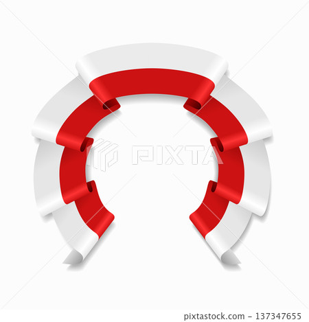 Polish flag circular wavy ribbon, ideal for patriotic design themes. Vector illustration. 137347655