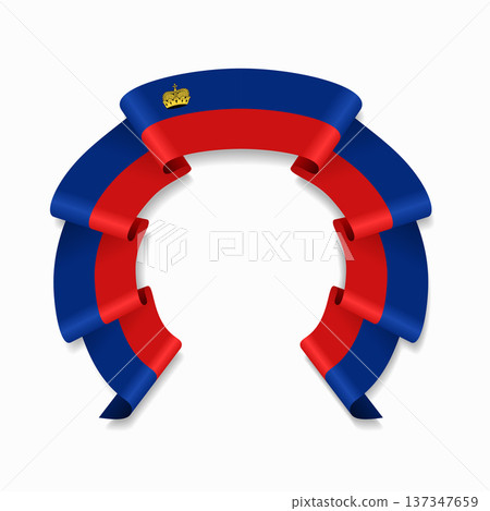 Liechtenstein flag circular wavy ribbon, ideal for patriotic design themes. Vector illustration. Liechtenstein flag circular wavy ribbon, ideal for patriotic design themes. Vector illustration. 137347659