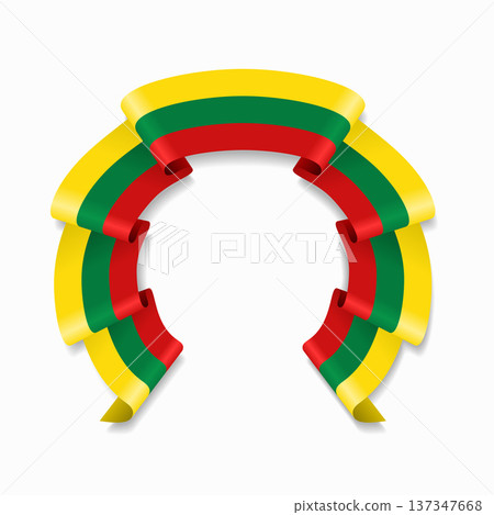Lithuanian flag circular wavy ribbon, ideal for patriotic design themes. Vector illustration. Lithuanian flag circular wavy ribbon, ideal for patriotic design themes. Vector illustration. 137347668