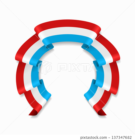 Luxembourg flag circular wavy ribbon, ideal for patriotic design themes. Vector illustration. Luxembourg flag circular wavy ribbon, ideal for patriotic design themes. Vector illustration. 137347682