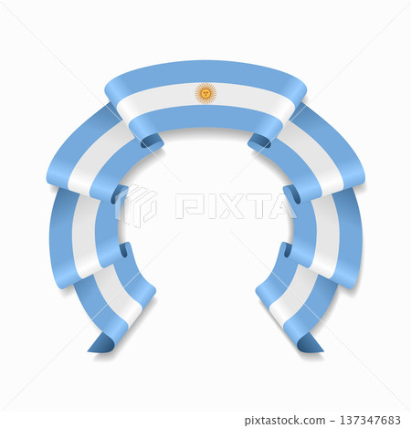Argentinean flag circular wavy ribbon, ideal for patriotic design themes. Vector illustration. Argentinean flag circular wavy ribbon, ideal for patriotic design themes. Vector illustration. 137347683