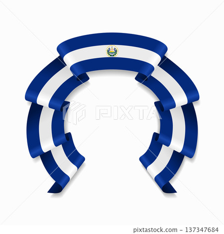 El Salvadoran flag circular wavy ribbon, ideal for patriotic design themes. Vector illustration. El Salvadoran flag circular wavy ribbon, ideal for patriotic design themes. Vector illustration. 137347684