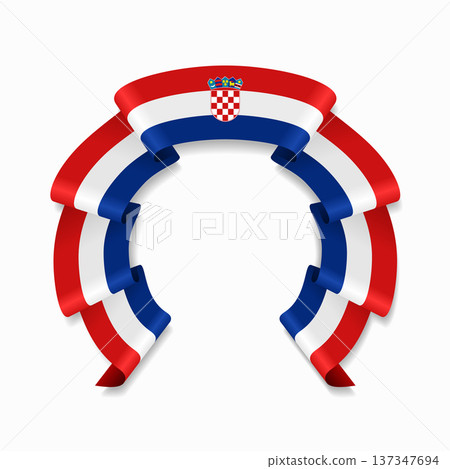Croatian flag circular wavy ribbon, ideal for patriotic design themes. Vector illustration. Croatian flag circular wavy ribbon, ideal for patriotic design themes. Vector illustration. 137347694