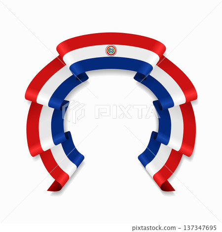 Paraguayan flag circular wavy ribbon, ideal for patriotic design themes. Vector illustration. Paraguayan flag circular wavy ribbon, ideal for patriotic design themes. Vector illustration. 137347695