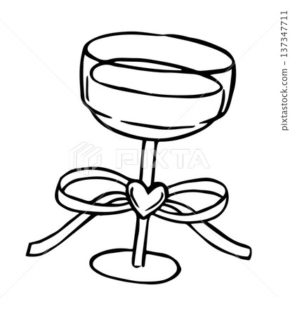 Wedding champagne glass doodle illustration Wedding champagne glass doodle illustration 137347711