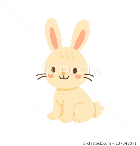 Sweet bunny rabbit cartoon with long ears and soft pastel tones, cute animal illustration for Easter cards, spring nursery decor and children themed designs 137348071