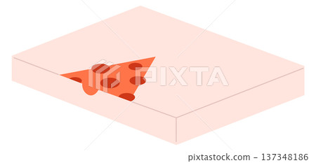 Pepperoni slice on wooden board. Pizza piece icon Pepperoni slice on wooden board. Pizza piece icon 137348186