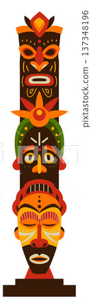 Native tribal idol pole. Cartoon voodoo icon Native tribal idol pole. Cartoon voodoo icon 137348196