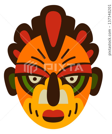 African idol cartoon icon. Color ornate head African idol cartoon icon. Color ornate head 137348201