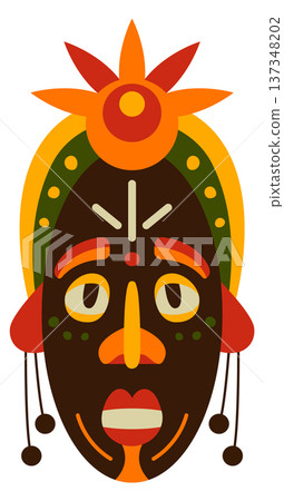 African culture symbol. Ceremonial wooden face mask African culture symbol. Ceremonial wooden face mask 137348202