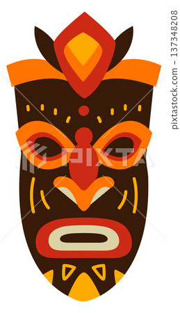 Voodoo mask. Ethnic wooden head cartoon icon Voodoo mask. Ethnic wooden head cartoon icon 137348208