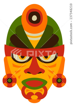 Ceremonial african mask. Traditional ritual decoration icon Ceremonial african mask. Traditional ritual decoration icon 137348210