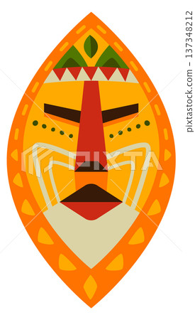 Wooden african mask. Tribal ethnic head icon Wooden african mask. Tribal ethnic head icon 137348212