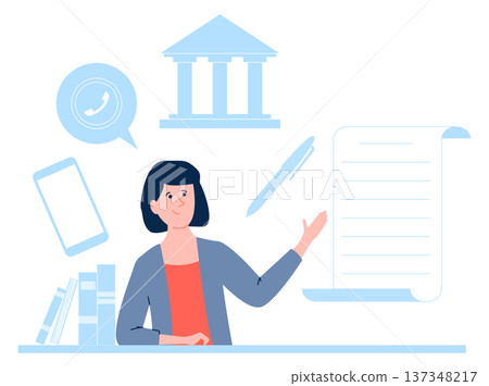 Legal service consultant. Lawyer with document color icon Legal service consultant. Lawyer with document color icon 137348217