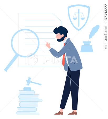 Legal case research. Lawyer read document icon Legal case research. Lawyer read document icon 137348222