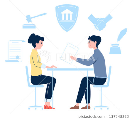 Legal advice icon. Client rights law consultation 137348223