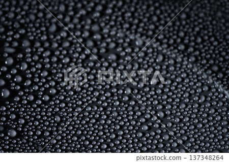 Water Droplets Detail. High Resolution Shot Of Water On Dark Background Water Droplets Detail. High Resolution Shot Of Water On Dark Background 137348264