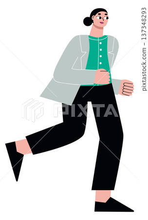 Rushing woman icon. Business female character run-插圖素材 [137348293 ...