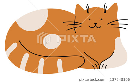 Fluffy pet doodle. Red hair cat icon 137348306