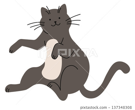 Kitty color doodle. Black animal. Playful cat Kitty color doodle. Black animal. Playful cat 137348308