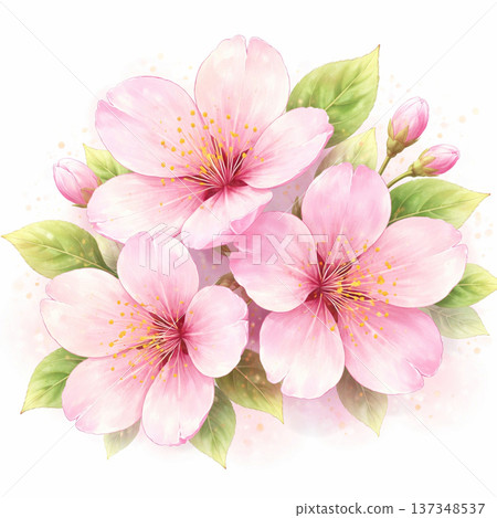 Three cherry blossoms blooming 137348537