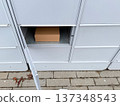 Package delivery in residential parcel locker box. 137348543