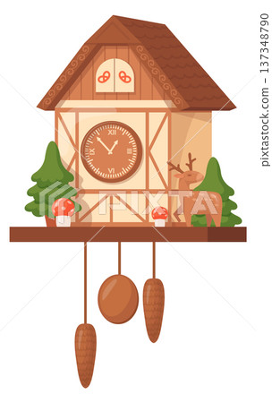 Cuckoo clock. Vintage house style decoration icon 137348790