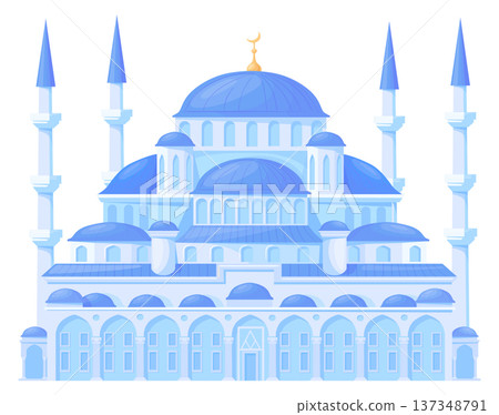 Blue Mosque. Asian monument architecture color icon 137348791