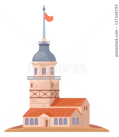 Vintage tower landmark. Urban tourist travel symbol Vintage tower landmark. Urban tourist travel symbol 137348793