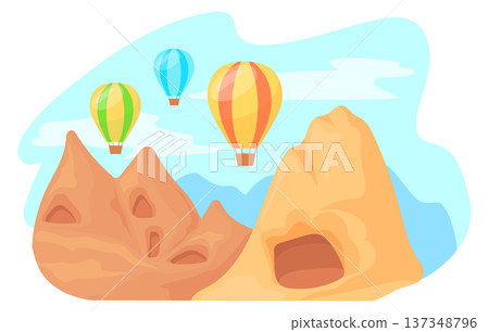 Travel symbol. Turkish hot air balloon festival 137348796
