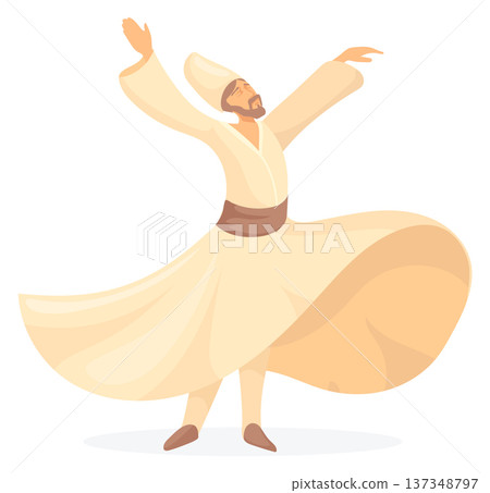 Turkish dancing man in traditional outfit color icon Turkish dancing man in traditional outfit color icon 137348797