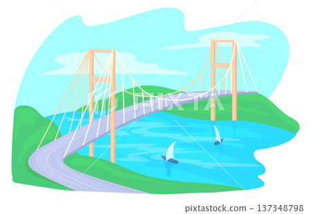 Bosphorus strait icon. Famous turkish bridge architecture 137348798