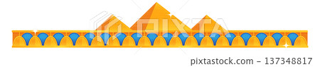 Egyptian pyramid border. Cartoon golden decorative header 137348817