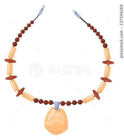 Gemstone necklace. Decorative ethnic style gemstone jewelry Gemstone necklace. Decorative ethnic style gemstone jewelry 137349269
