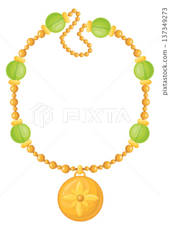 Golden pendant necklace. Precious jewelry cartoon icon 137349273