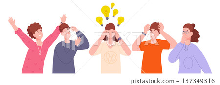 Team brainstorm ideas. Corporate workers cartoon concept Team brainstorm ideas. Corporate workers cartoon concept 137349316