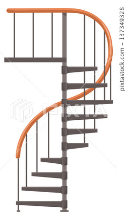 Spiral staircase cartoon icon. House wooden construction Spiral staircase cartoon icon. House wooden construction 137349328