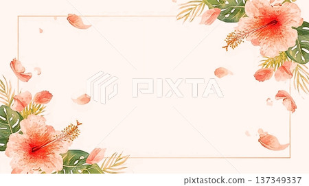 柔和的水彩芙蓉夏季海報背景 137349337