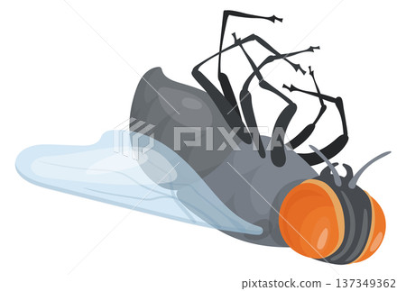 Dead fly icon. Insecticide mascot. Lifeless insect Dead fly icon. Insecticide mascot. Lifeless insect 137349362