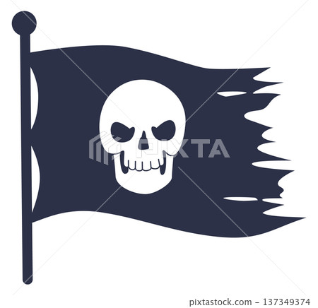 Pirate flag cartoon icon. Dangerous nautical warning Pirate flag cartoon icon. Dangerous nautical warning 137349374