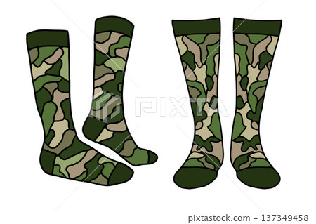 Military style socks on legs camouflage pattern fashion clothing set Military style socks on legs camouflage pattern fashion clothing set 137349458