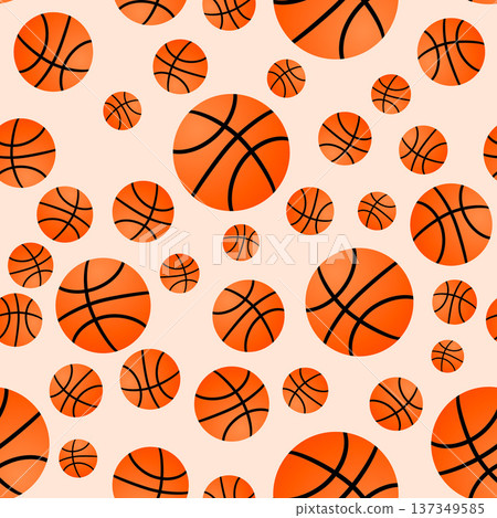 Basketball balls seamless pattern. Sports vector background. Vector template for fabric, textile, wrapping paper, wallpaper, scrapbooking, etc. 137349585