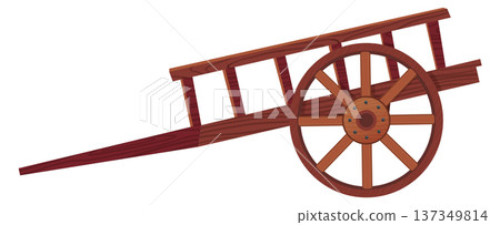 Retro rural cart icon. Cartoon wooden wagon 137349814