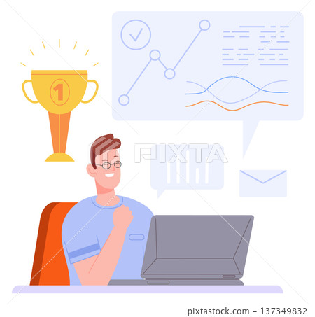 Financial success. Professional job achievement color icon Financial success. Professional job achievement color icon 137349832