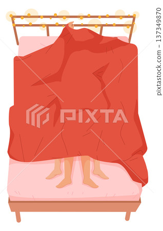 Loving couple under sheets. Romantic life icon 137349870