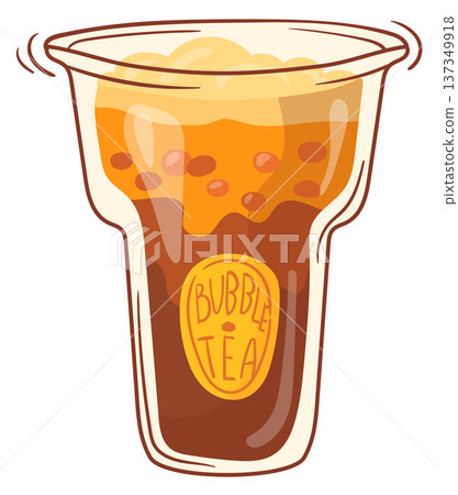 Bubble tea menu drawing. Summer drink icon 137349918