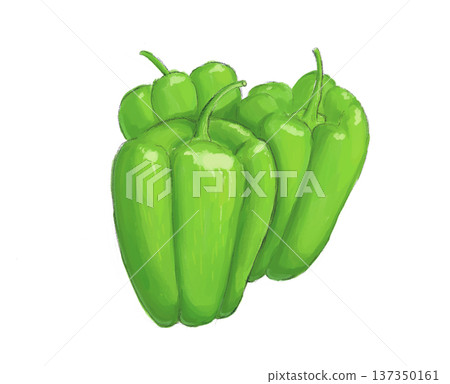 手繪插圖素材，包含3個甜椒 137350161