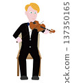 小提琴家插畫素材。 137350165