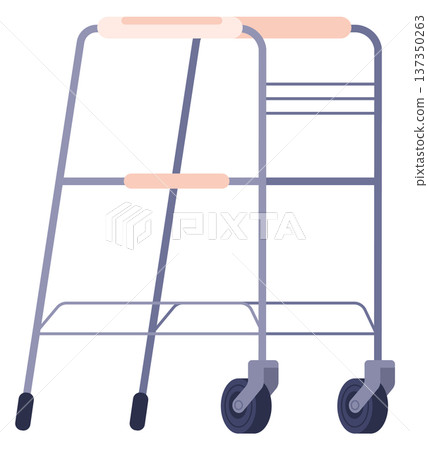 Walking aid. Wheel walker icon. Color device Walking aid. Wheel walker icon. Color device 137350263
