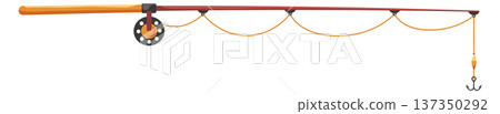 Spinning rod. Fishing pole. Outdoor leisure equipment Spinning rod. Fishing pole. Outdoor leisure equipment 137350292
